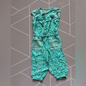 Genuine Kids|Baby girl/toddler Boho patchwork pattern Green Polka Dot Jumpsuit•